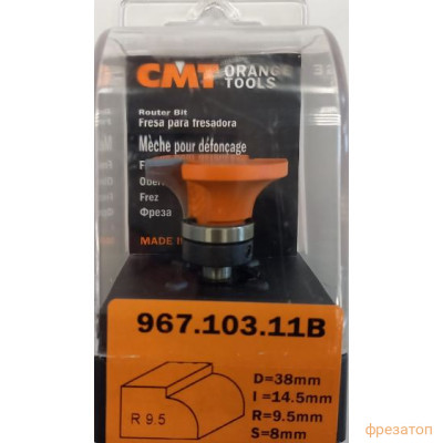967.103.11B CMT Фреза радиусная радиус=9,5 (Карниз) (верх. подш.) хвостовик S=8 D раб.=38,05
