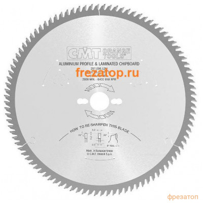 297.140.18MY CMT 450x30x3,8/3,2 Z=140 α=-6° прямой-трапеция зуб пила (цветные металлы, пластики, ламинат)